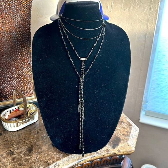 Exquisite multi chain layered with long crystal and chain tassels  gorgeous on - Picture 2 of 12